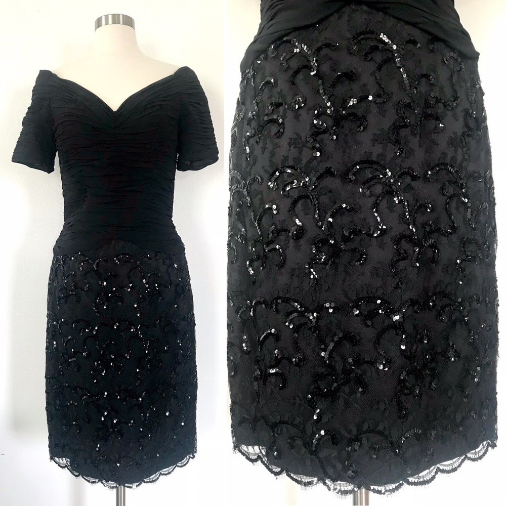 Vintage 1980’s Escada Couture black sequins dress